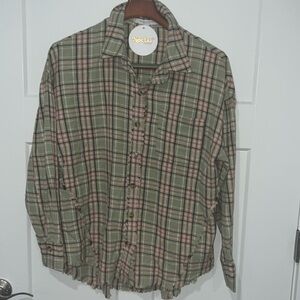 NWT Nectar Clothing Distressed Flannel Sz S